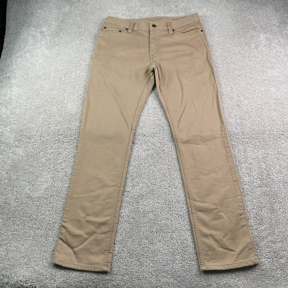 Banana Republic Pants Mens 30x30 Tan Traveler Slim Fit Chino Khaki Commuter